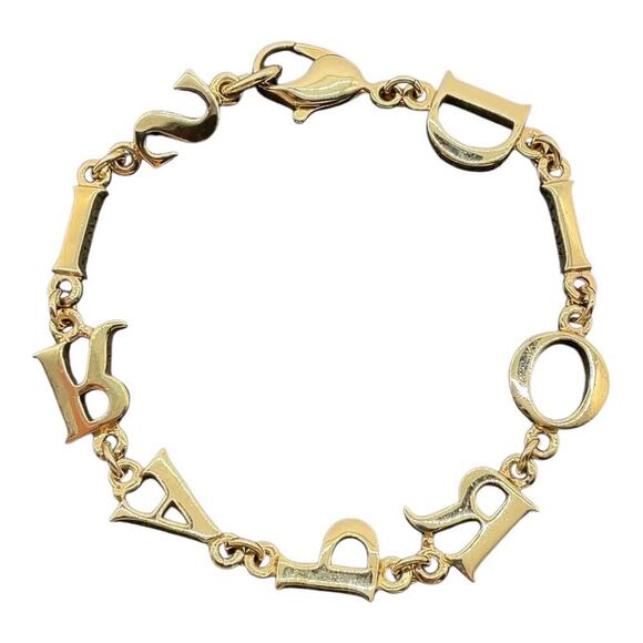 Christian Dior PARIS Alphabet English Letters Logo Gold Bracelet With Box - Picture 6 of 11